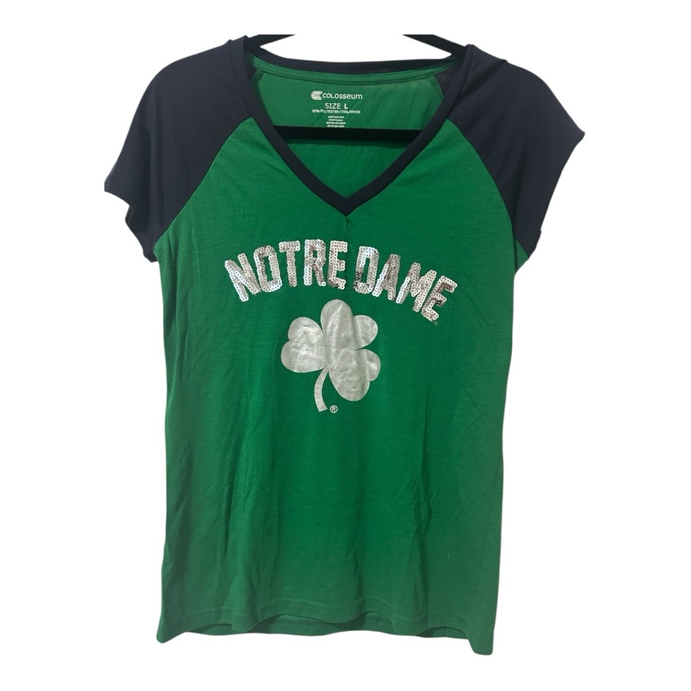 Green and Navy Notre Dame Tee